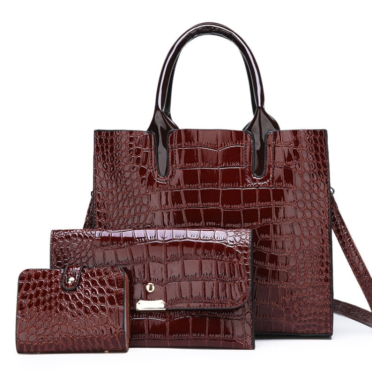 3-in-1 Women Handbag Simple Versatile Crocodile Pattern Large Shoulder Bag
