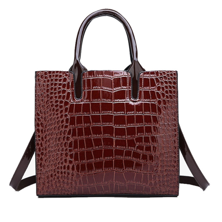3-in-1 Women Handbag Simple Versatile Crocodile Pattern Large Shoulder Bag