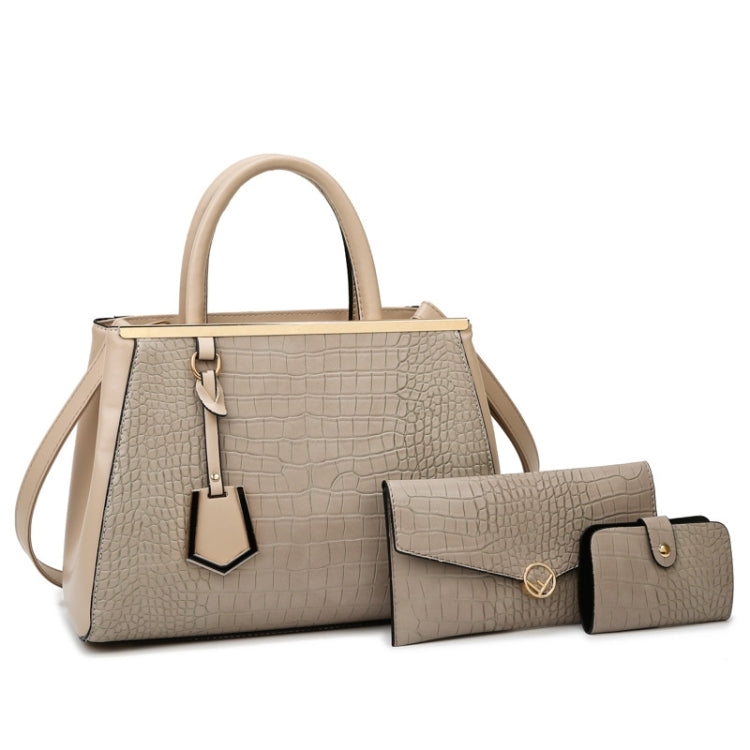 3-in-1  Women Stone Pattern Patchwork Handbag Shoulder Bag Crossbody Bag, 3-in-1