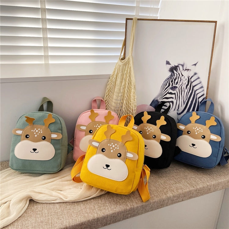 Cartoon Kindergarten Schoolbag Boys And Girls Baby Cute Canvas Shoulder Bag, Deer Yellow, Deer Black, Deer Pink, Bear Yellow, Bear Black, Bear Pink