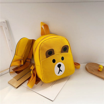 Cartoon Kindergarten Schoolbag Boys And Girls Baby Cute Canvas Shoulder Bag, Deer Yellow, Deer Black, Deer Pink, Bear Yellow, Bear Black, Bear Pink