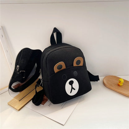 Cartoon Kindergarten Schoolbag Boys And Girls Baby Cute Canvas Shoulder Bag, Deer Yellow, Deer Black, Deer Pink, Bear Yellow, Bear Black, Bear Pink