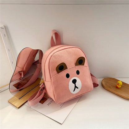 Cartoon Kindergarten Schoolbag Boys And Girls Baby Cute Canvas Shoulder Bag, Deer Yellow, Deer Black, Deer Pink, Bear Yellow, Bear Black, Bear Pink