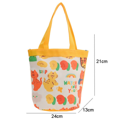 Children Cute Cartoon Canvas Bag Graffiti Bento Bag Parent-Child Handbag, Model 1 (Green), Model 2 (Green), Model 1 (Blue), Model 2 (Blue), Model 1 (Yellow), Model 2 (Yellow)