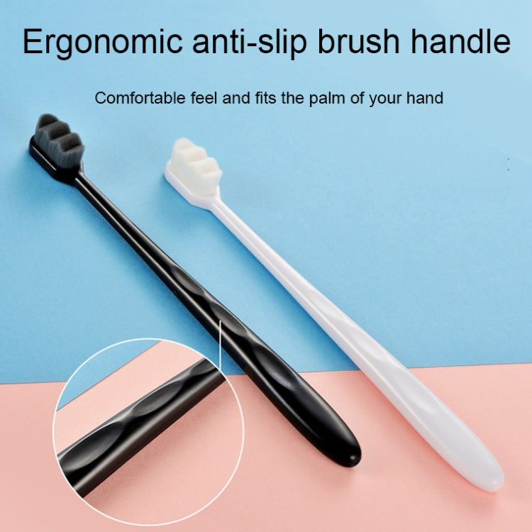 10pcs Nano Silk Soft Bristle Independent Packing Portable Couple Toothbrush, White Wave, Black Wave, White Flat-head, Black Flat-head