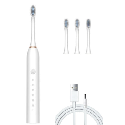 Rechargeable Ultrasonic Soft Bristle Electrical Toothbrushes Flosser 6 Gear With 4 Brushes