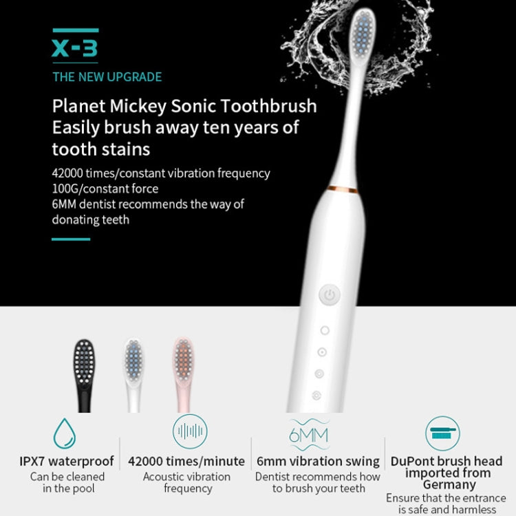 Rechargeable Ultrasonic Soft Bristle Electrical Toothbrushes Flosser 6 Gear With 4 Brushes