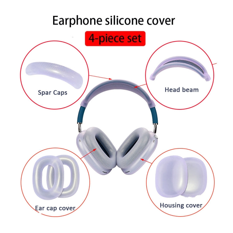 For AirPods Max Headphones 4-in-1 Silicone Replacement Cover Kit, 4-in-1 (White), 4-in-1 (Red), 4-in-1 (Transparent Black)