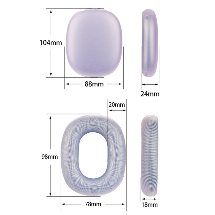For AirPods Max Headphones 4-in-1 Silicone Replacement Cover Kit, 4-in-1 (White), 4-in-1 (Red), 4-in-1 (Transparent Black)