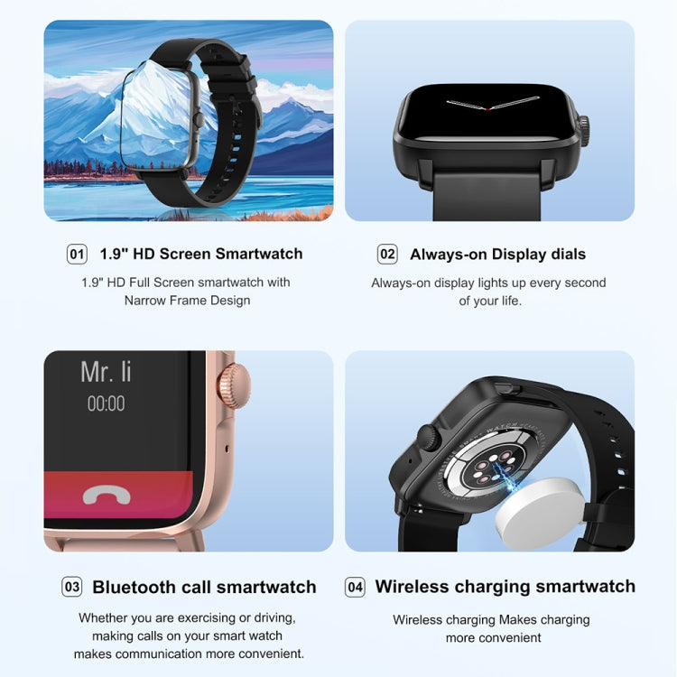 DT102 1.9-Inch Heart Rate/Blood Oxygen Monitoring Bluetooth Call Watch With NFC Function, Black, Silver, Gold, Black Steel, Silver Steel, Gold Steel