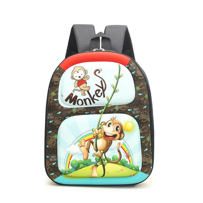 Kindergarten Cartoon School Bag 3D Hard Shell Children Shoulder Backpacks, Kitten, Bear, Monkey