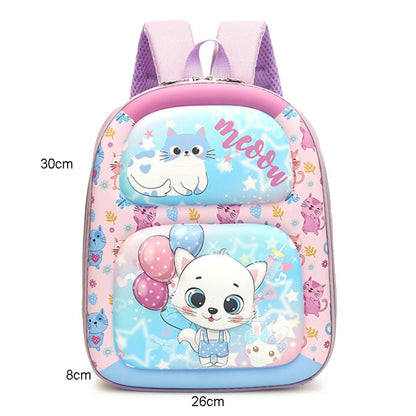 Kindergarten Cartoon School Bag 3D Hard Shell Children Shoulder Backpacks, Kitten, Bear, Monkey