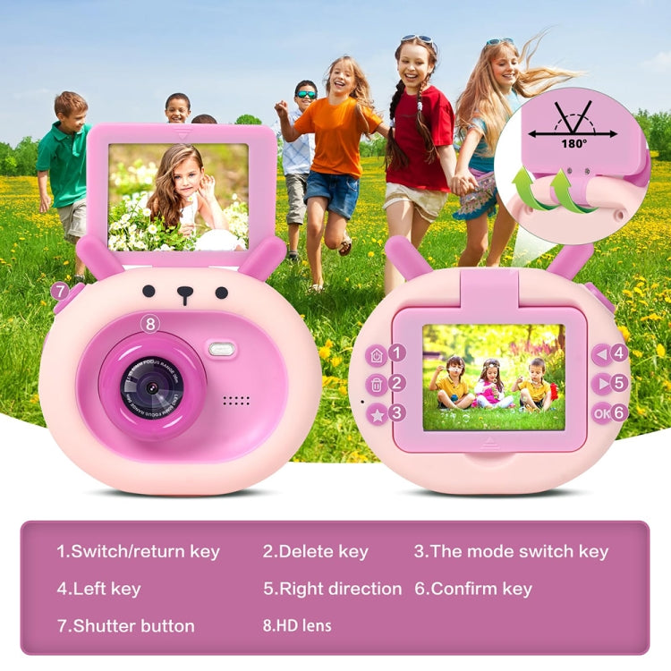 S2 2.4-Inch 180-Degree Flip-Screen 1080P HD Cartoon Children Digital Camera With Stand