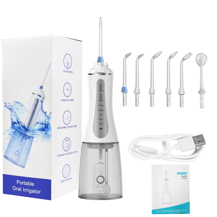 350ML Water Tank Oral Irrigator Rechargeable 5 Gear Adustable Water Flosser, White+Gray Tank, Black +Gray Tank, White+Blue Tank, With Bracket White, With  Bracket Black, With  Bracket Black Gray