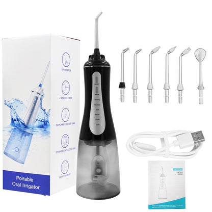 350ML Water Tank Oral Irrigator Rechargeable 5 Gear Adustable Water Flosser, White+Gray Tank, Black +Gray Tank, White+Blue Tank, With Bracket White, With  Bracket Black, With  Bracket Black Gray