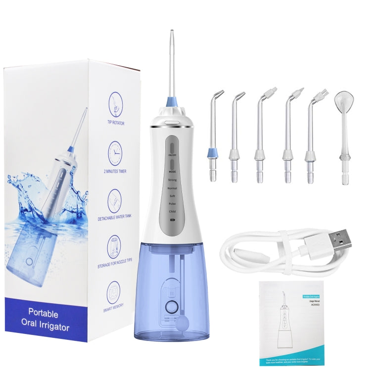 350ML Water Tank Oral Irrigator Rechargeable 5 Gear Adustable Water Flosser, White+Gray Tank, Black +Gray Tank, White+Blue Tank, With Bracket White, With  Bracket Black, With  Bracket Black Gray