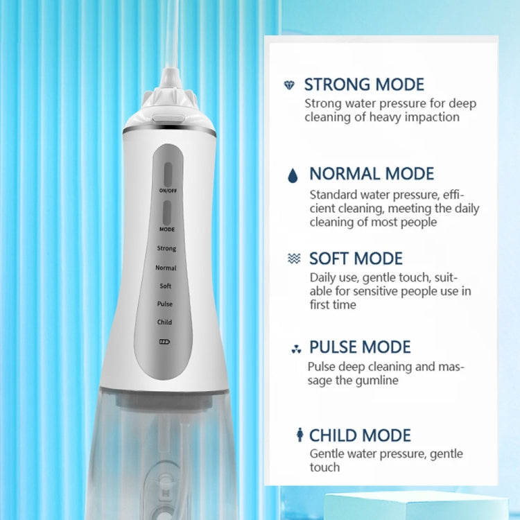 350ML Water Tank Oral Irrigator Rechargeable 5 Gear Adustable Water Flosser, White+Gray Tank, Black +Gray Tank, White+Blue Tank, With Bracket White, With  Bracket Black, With  Bracket Black Gray