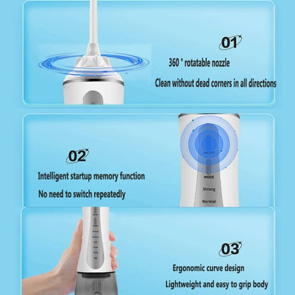 350ML Water Tank Oral Irrigator Rechargeable 5 Gear Adustable Water Flosser, White+Gray Tank, Black +Gray Tank, White+Blue Tank, With Bracket White, With  Bracket Black, With  Bracket Black Gray