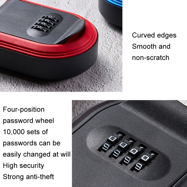 Full Plastic Key Box Password Lock Door Key Storage Password Box, Black, Red, Blue