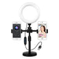 Round Plate Desktop Cell Phone Live Streaming Holder 6 inch Fill Light Selfie Portable Holder, Double-machine Position