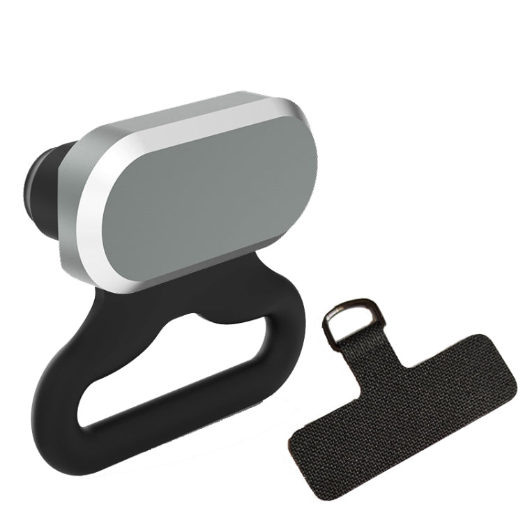 2 In 1 Phone Charging Port Silicone Dust Plug + Lanyard Patch Set, 8 Pin, Type-C