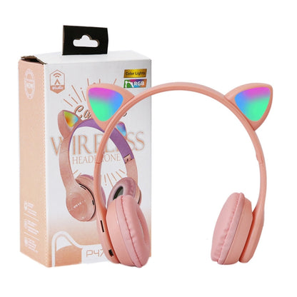 P47M LED Light-emitting Cat Ears Gaming Bluetooth Wireless Headset