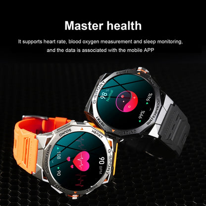 K62 1.43 Inch Waterproof Bluetooth Call Weather Music Smart Sports Watch, Black, Orange, Black Three-bead Steel, Silver Three-bead Steel, Black Leather, Brown Leather, Black Steel, Silver Steel