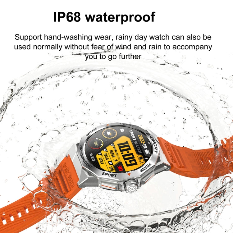 K62 1.43 Inch Waterproof Bluetooth Call Weather Music Smart Sports Watch, Black, Orange, Black Three-bead Steel, Silver Three-bead Steel, Black Leather, Brown Leather, Black Steel, Silver Steel