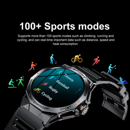 K62 1.43 Inch Waterproof Bluetooth Call Weather Music Smart Sports Watch, Black, Orange, Black Three-bead Steel, Silver Three-bead Steel, Black Leather, Brown Leather, Black Steel, Silver Steel