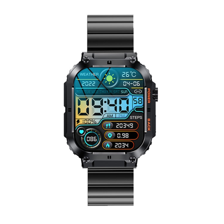 K57 Pro 1.96 Inch Bluetooth Call Music Weather Display Waterproof Smart Watch, Black, Orange, Black Leather, Silver Leather, Black Steel, Silver Steel, Black Three-beads, Silver Three-beads, Black Bamboo, Silver Bamboo