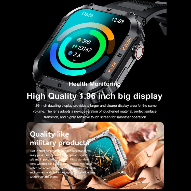 K57 Pro 1.96 Inch Bluetooth Call Music Weather Display Waterproof Smart Watch, Black, Orange, Black Leather, Silver Leather, Black Steel, Silver Steel, Black Three-beads, Silver Three-beads, Black Bamboo, Silver Bamboo