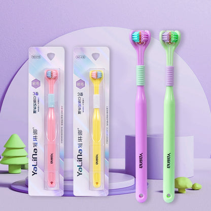 YALINA Three Sided Toothbrush Soft Hair 360 Degree V Shaped Toothbrush, 418 Adult Black, 418 Adult Pink, 418 Adult Purple, A22 Kids Pink, A22 Kids Yellow, A22 Kids Blue