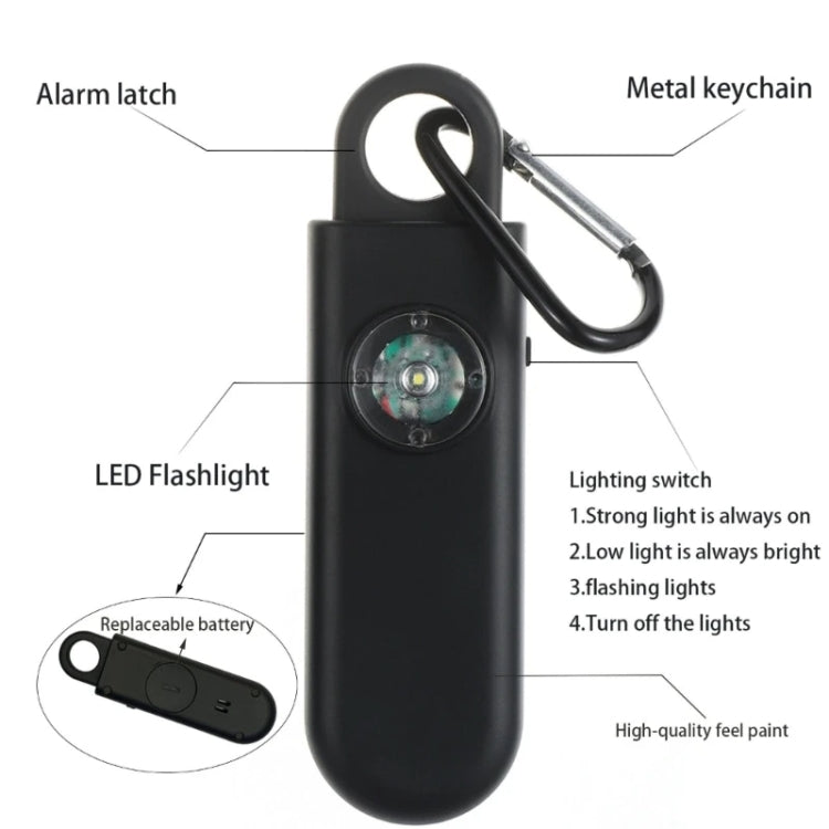 Women Personal Anti-pervert Alarm Outdoor LED Flashing Light Alarm, Black