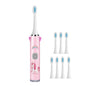 USB Charging Fully Automatic Ultrasonic Cartoon Children Electric Toothbrush, Pink with 1 Head, Pink with 3 Heads, Pink with 6 Heads, Pink with 8 Heads, Blue with 1 Head, Blue with 3 Heads, Blue with 6 Heads, Blue with 8 Heads, White with 1 Head