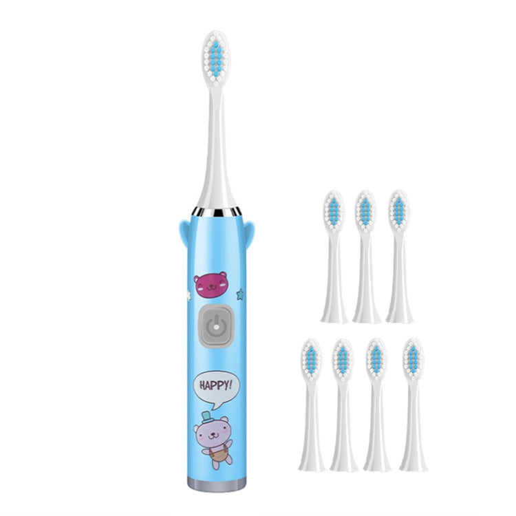 USB Charging Fully Automatic Ultrasonic Cartoon Children Electric Toothbrush, Pink with 1 Head, Pink with 3 Heads, Pink with 6 Heads, Pink with 8 Heads, Blue with 1 Head, Blue with 3 Heads, Blue with 6 Heads, Blue with 8 Heads, White with 1 Head