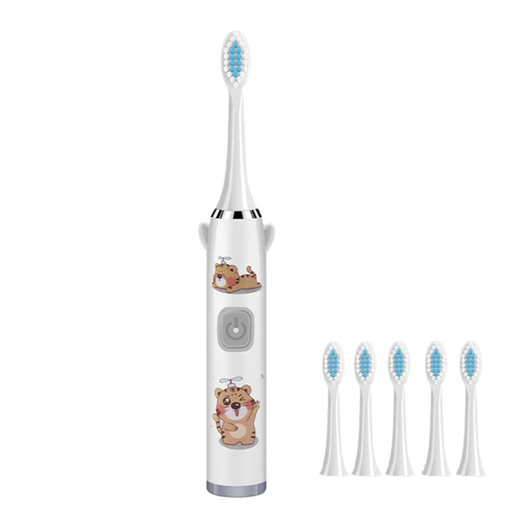 USB Charging Fully Automatic Ultrasonic Cartoon Children Electric Toothbrush, Pink with 1 Head, Pink with 3 Heads, Pink with 6 Heads, Pink with 8 Heads, Blue with 1 Head, Blue with 3 Heads, Blue with 6 Heads, Blue with 8 Heads, White with 1 Head