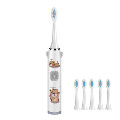 USB Charging Fully Automatic Ultrasonic Cartoon Children Electric Toothbrush, Pink with 1 Head, Pink with 3 Heads, Pink with 6 Heads, Pink with 8 Heads, Blue with 1 Head, Blue with 3 Heads, Blue with 6 Heads, Blue with 8 Heads, White with 1 Head