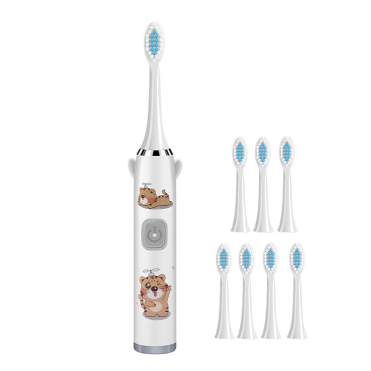 USB Charging Fully Automatic Ultrasonic Cartoon Children Electric Toothbrush, Pink with 1 Head, Pink with 3 Heads, Pink with 6 Heads, Pink with 8 Heads, Blue with 1 Head, Blue with 3 Heads, Blue with 6 Heads, Blue with 8 Heads, White with 1 Head