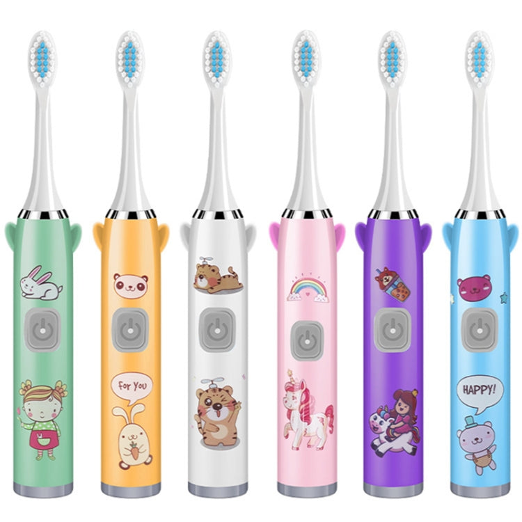 USB Charging Fully Automatic Ultrasonic Cartoon Children Electric Toothbrush, Pink with 1 Head, Pink with 3 Heads, Pink with 6 Heads, Pink with 8 Heads, Blue with 1 Head, Blue with 3 Heads, Blue with 6 Heads, Blue with 8 Heads, White with 1 Head