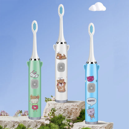 USB Charging Fully Automatic Ultrasonic Cartoon Children Electric Toothbrush, Pink with 1 Head, Pink with 3 Heads, Pink with 6 Heads, Pink with 8 Heads, Blue with 1 Head, Blue with 3 Heads, Blue with 6 Heads, Blue with 8 Heads, White with 1 Head