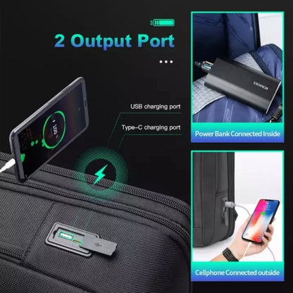 Bopai Large-Capacity Waterproof Business Laptop Backpack With USB+Type-C Port, 61-122891, 61-122631C