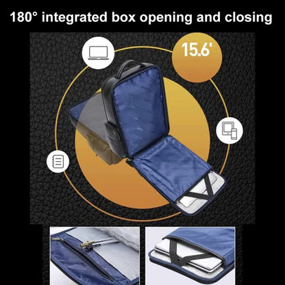 Bopai 61-123291 Large-capacity First-layer Cowhide Laptop Backpack with USB+Type-C Port, Lychee Pattern, Falling Pattern