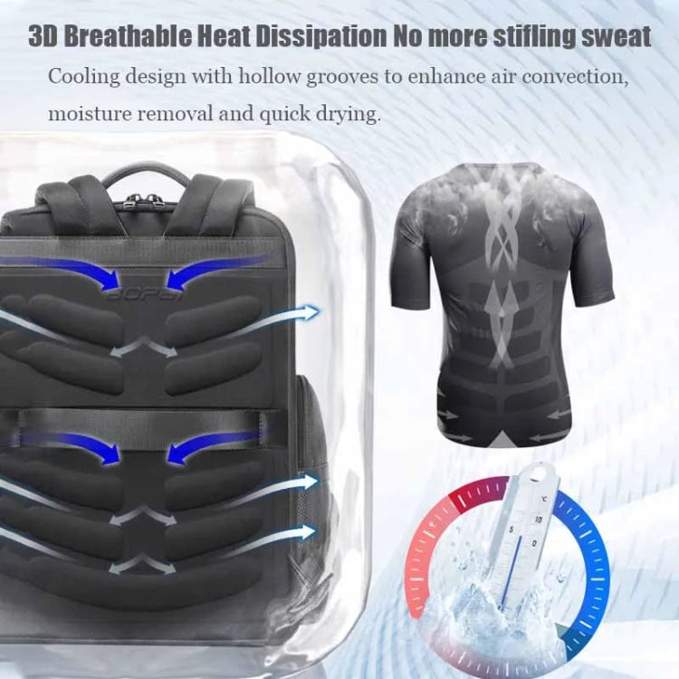 Bopai 61-123291 Large-capacity First-layer Cowhide Laptop Backpack with USB+Type-C Port, Lychee Pattern, Falling Pattern