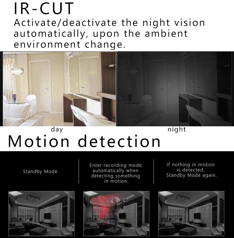 XD Camera 1080p HD Video Smart IR-CUT Infrared Night Vision Sports Camera, XD