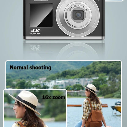 4K HD Optical Zoom Digital Camera 60MP Dual Screen Selfie Camera, No Memory, Black, White, Silver