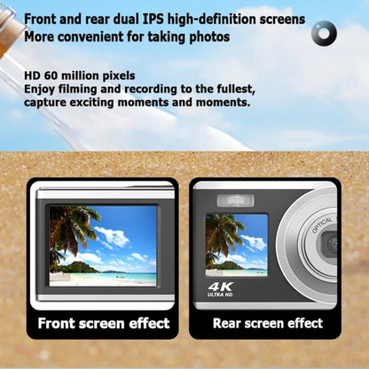 4K HD Optical Zoom Digital Camera 60MP Dual Screen Selfie Camera, No Memory, Black, White, Silver