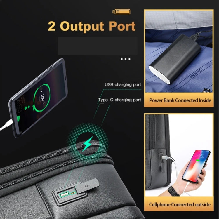 Bopai Large-Capacity Waterproof Business Laptop Backpack With USB+Type-C Port, 61-16311, 61-16311A