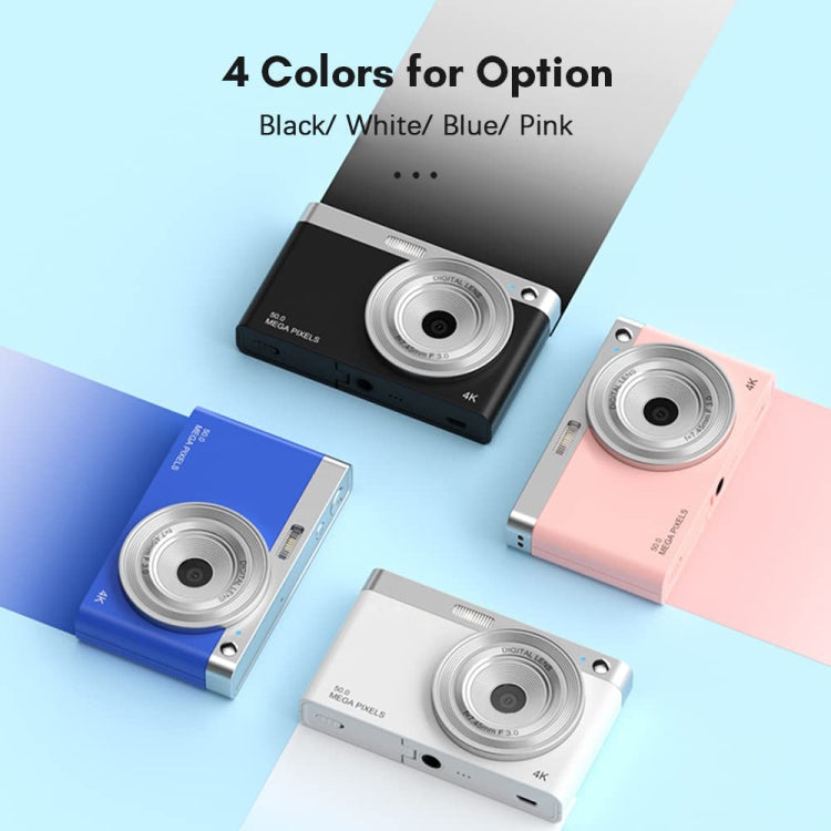 50 MP HD Camera 4K Video Retro Vlog Self-Shooting Camera, Black, Pink, White