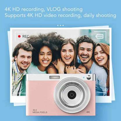 50 MP HD Camera 4K Video Retro Vlog Self-Shooting Camera, Black, Pink, White