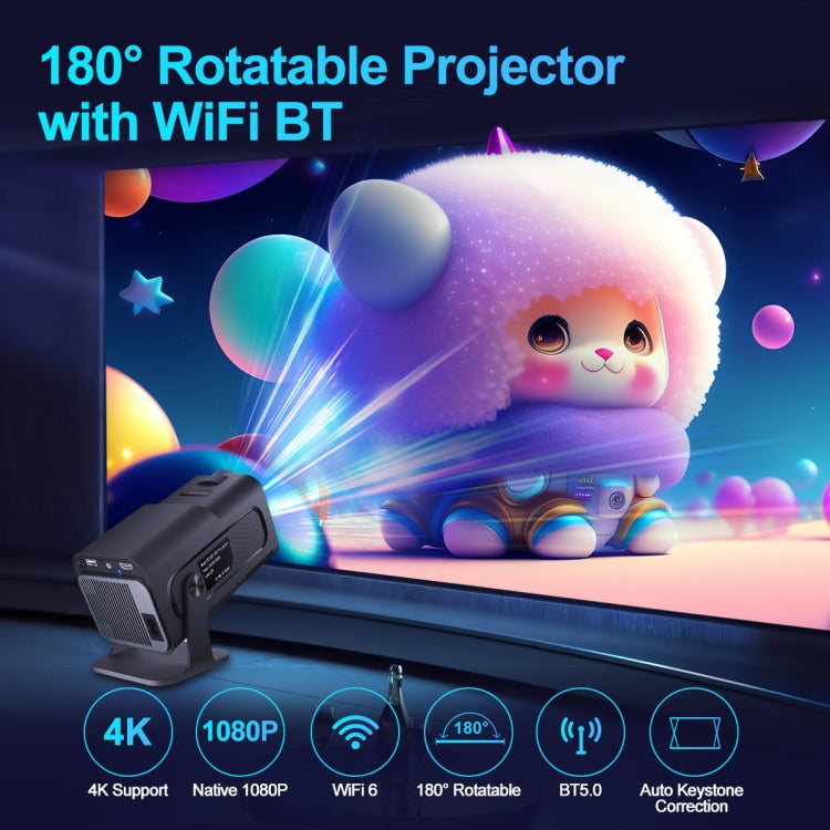 HY320 1080P 390ANSI 4K Android 11 Projector With Wifi 6 Bluetooth 5.0 Support Miracast / Airplay / DLNA, US Plug, EU Plug, UK Plug, AU Plug